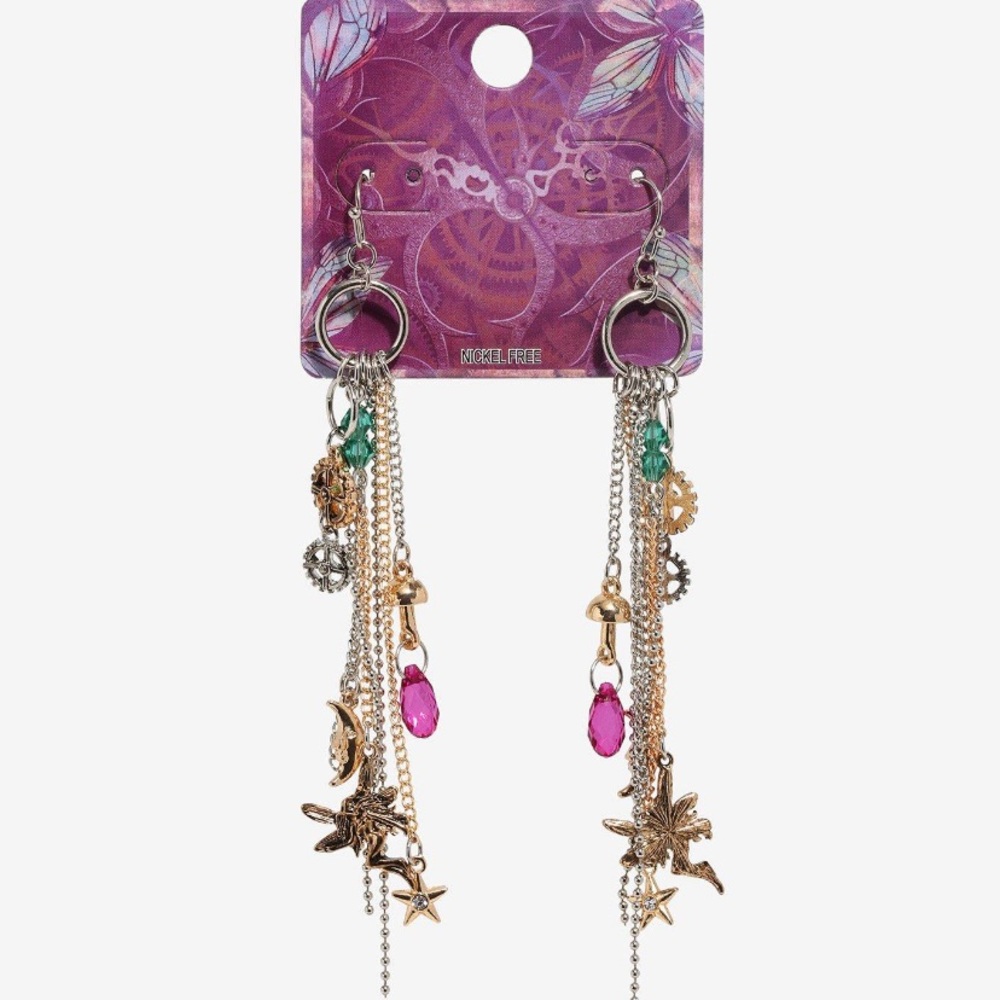 Hot‎ Topic Steampunk Fairy Multi Chain Drop Earrings